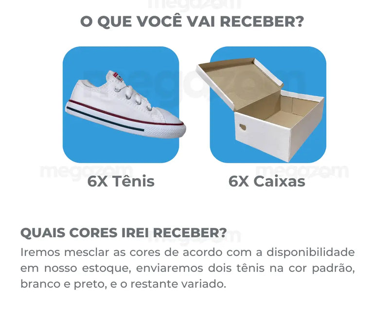 Kit 6 Pares de Tênis Infantil - PAGUE 3 LEVE 6 + FRETE GRÁTIS