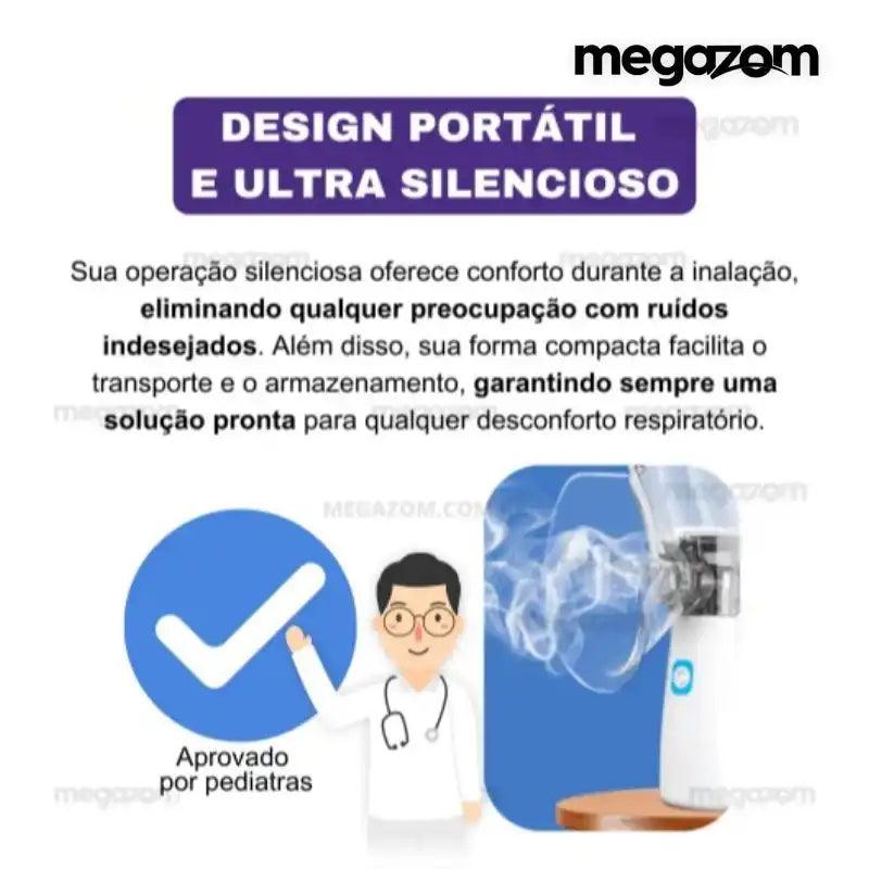 Inalador Nebulizador Gazom™ - Portátil e Silencioso (3 Máscaras de Brinde + Frete Grátis) - Megazom