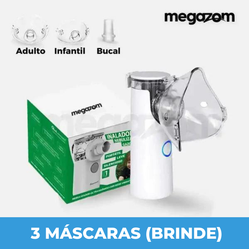 Inalador Nebulizador Gazom™ - Portátil e Silencioso (3 Máscaras de Brinde + Frete Grátis)